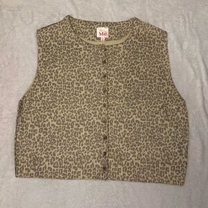So Me Faded Leopard Print Cardigan Vest